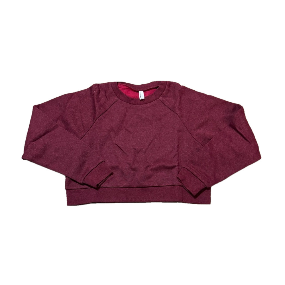 American Apparel Crop Pullover Peppered Cranberry Cotton Poly Women’s Size Small